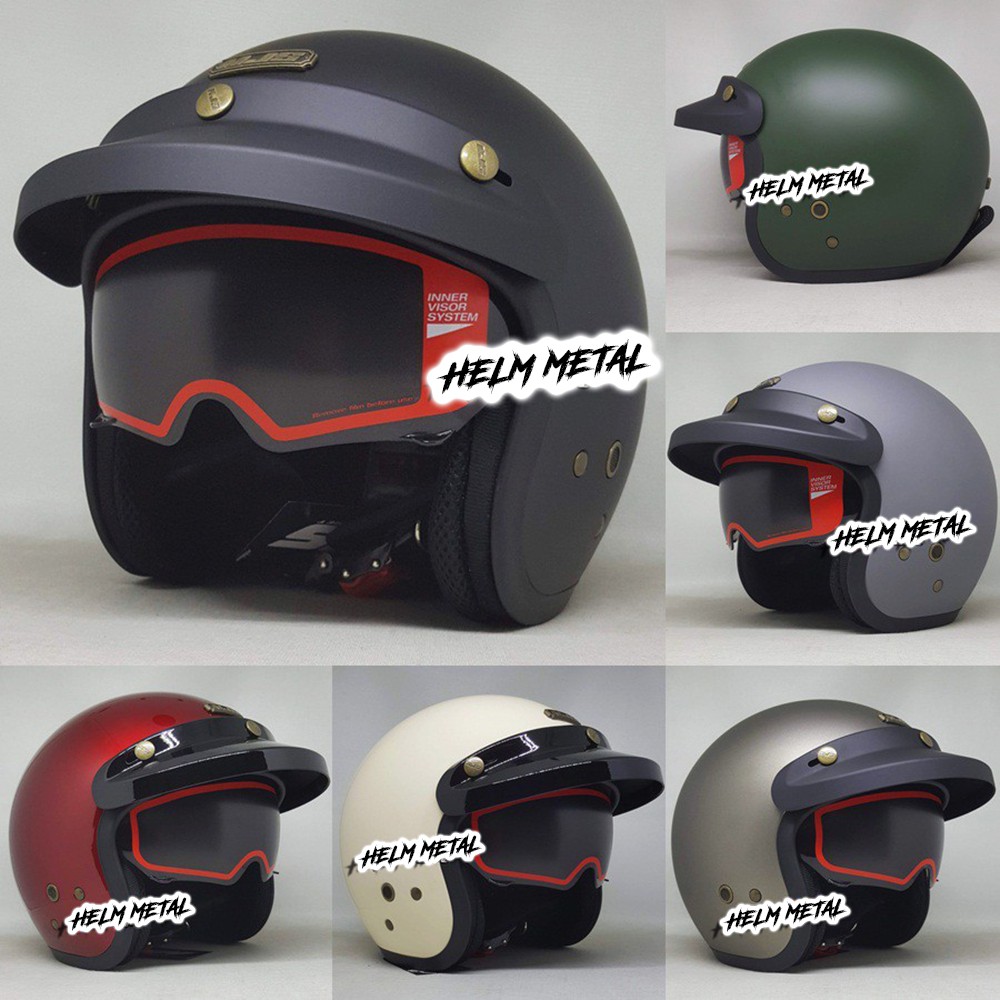 NJS NX-2 Solid Helm Retro Helm NJS NX2 + FREE PET TOPI HELM RETRO