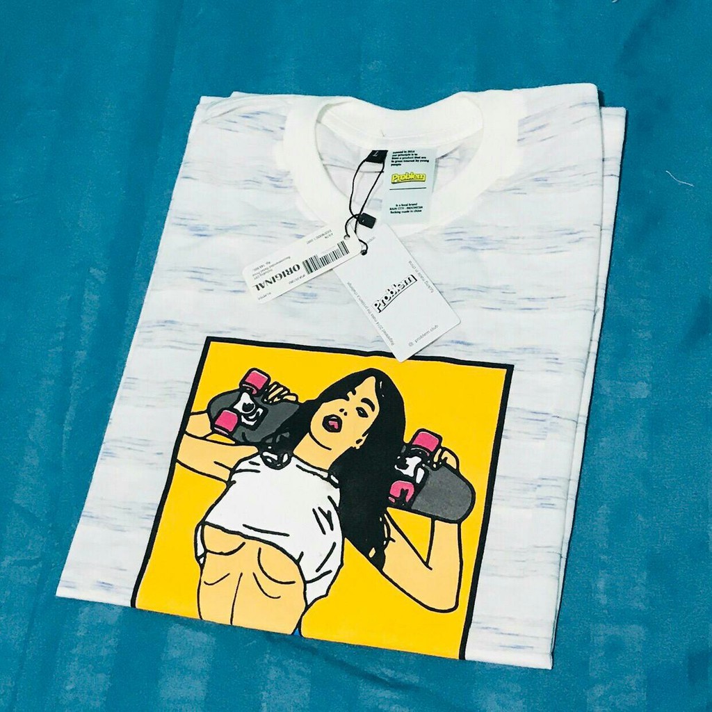 [BAYAR DI TEMPAT COD] KAOS PROBLEM STRIPE SALUR SEXY SKATE PRIA WANITA