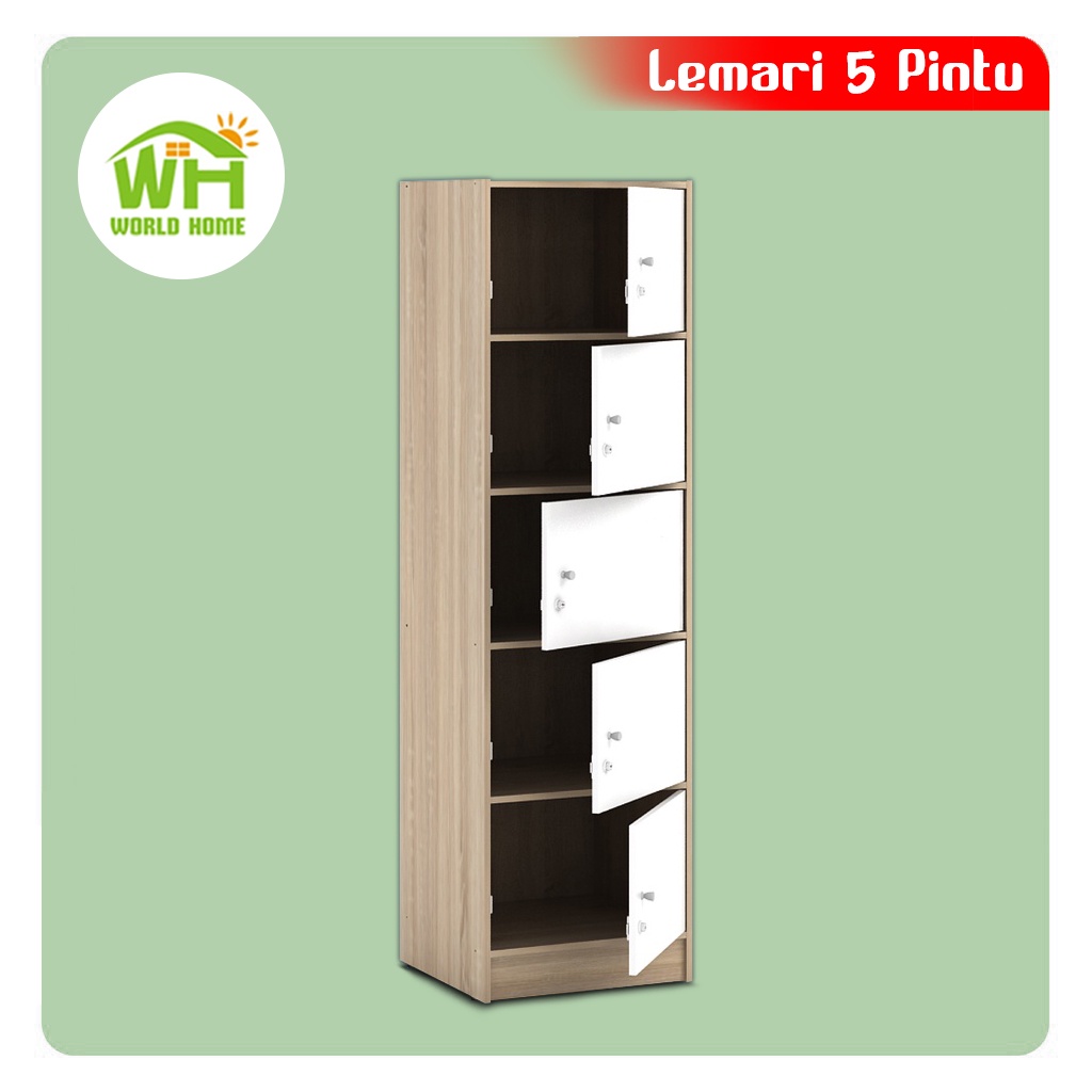 Lemari 5 Pintu Serbaguna Rak Pintu 5 Susun Modern Lemari Kayu Minimalis