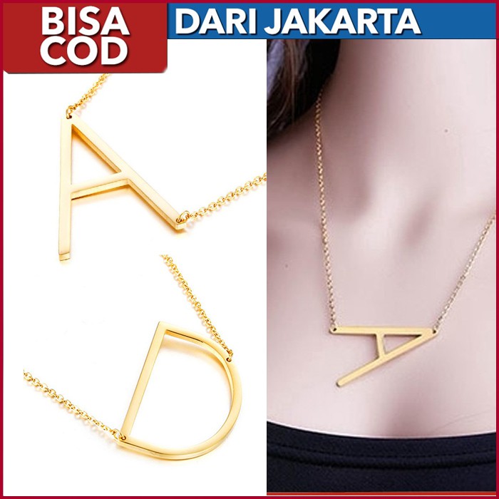 Bisa COD ★ 100% Kalung Emas Anti Karat Rantai 26 English Letter Fashion Pendant Necklace Gold Jew22