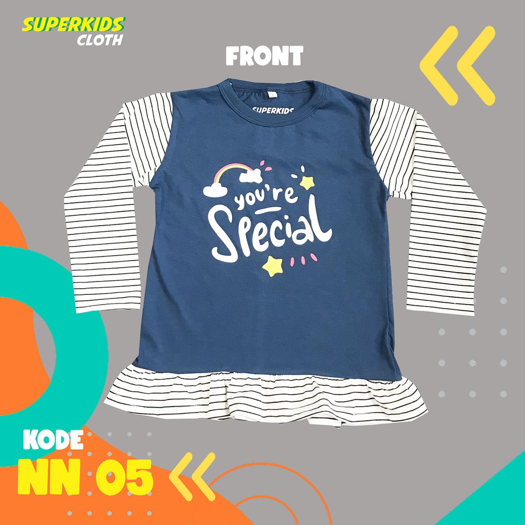 BAJU ANAK PEREMPUAN / KAOS ANAK PEREMPUAN / PAKAIAN ANAK CEWEK KAOS ANAK CEWEK LENGAN PANJANG STRIPE LIMITED EDITION (NEW NORMAL) SUPERKIDS CLOTH 1 - 11 TAHUN