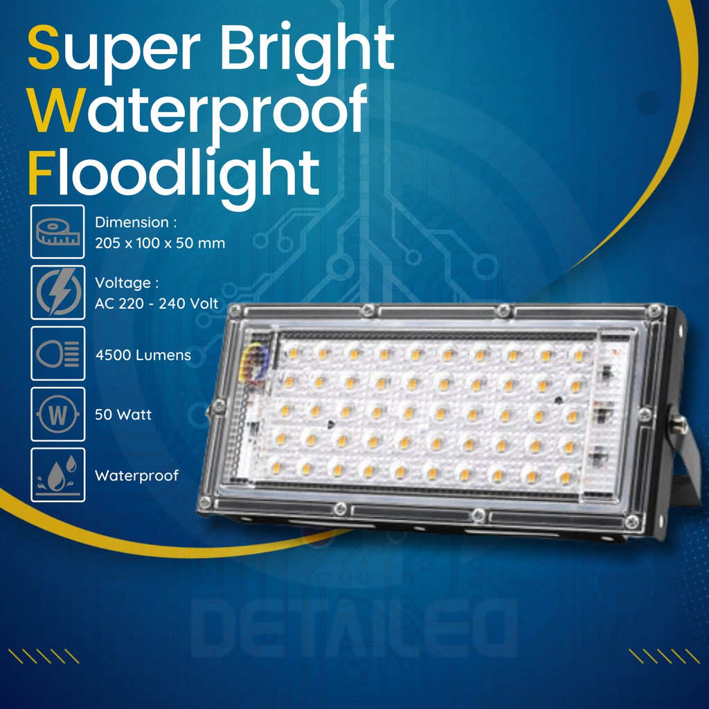 Lampu LED Tembak Sorot Dinding Taman Kolam Ikan Light Outdoor 50 Watt