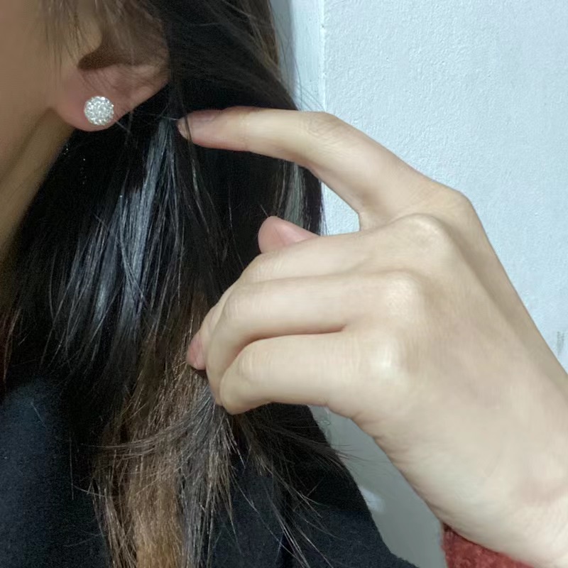 Anting Stud S925 Silver Aksen Kristal Untuk Wanita