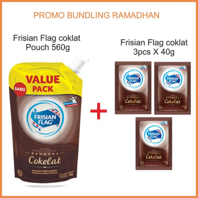 

Frisian Flag coklat Pouch 560 + 3pcsX40g - ukm market