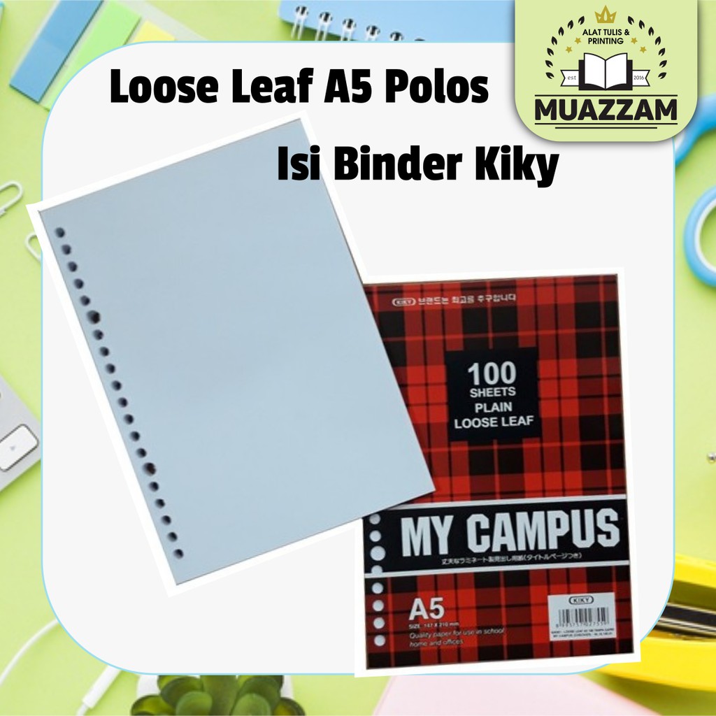 

kiky Loose Leaf A5 100 Kertas File Putih Tanpa Garis