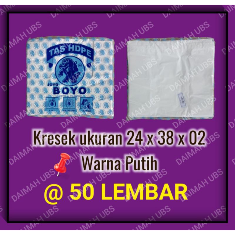 Kresek Joyo Boyo Putih Uk 24, Kantong Kresek Tanggung Joyo Boyo Putih uk 24, Kresek uk sedang