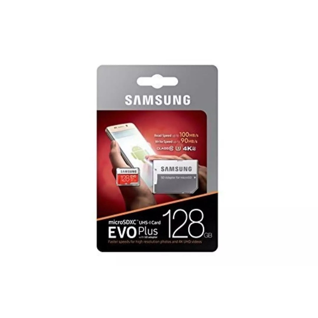 Memory card -MMC Micro SD Samsung EVO Plus 128GB Class 10 With Adapter Speed Up To 100Mb/s-Kartu Memori HP 128GB Untuk Semua Tipe HP / Support All Smartphone