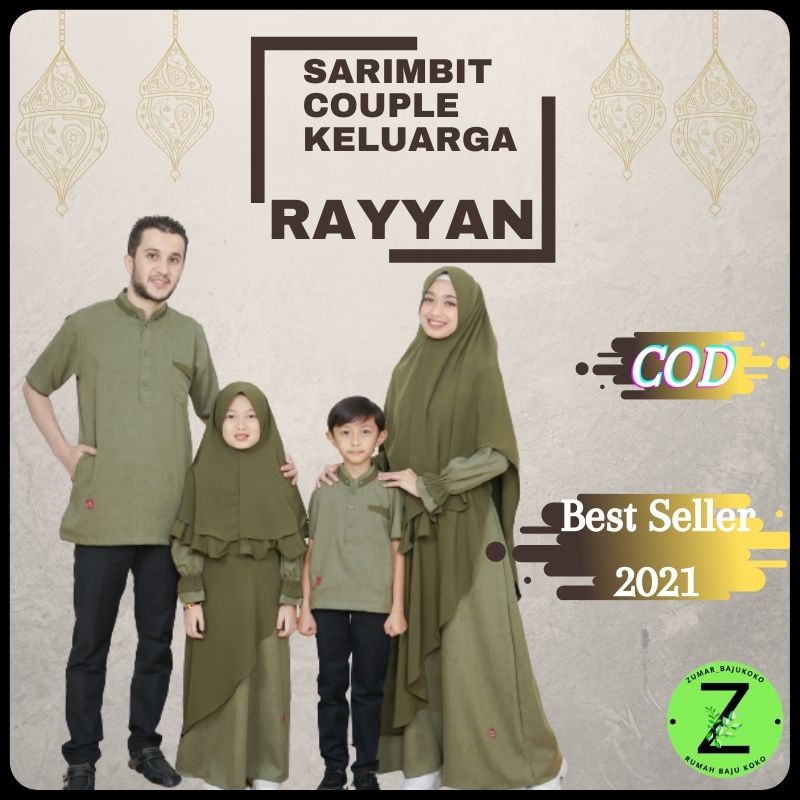 Baju gamis busana kembaran couple keluarga muslim sarimbit ayah ibu anak series rayyan warna hijau