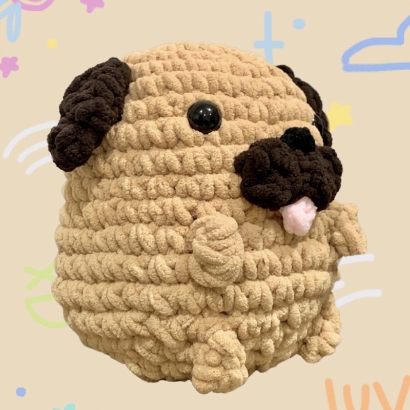 Popol the Pug Plushie by Peachy crochet