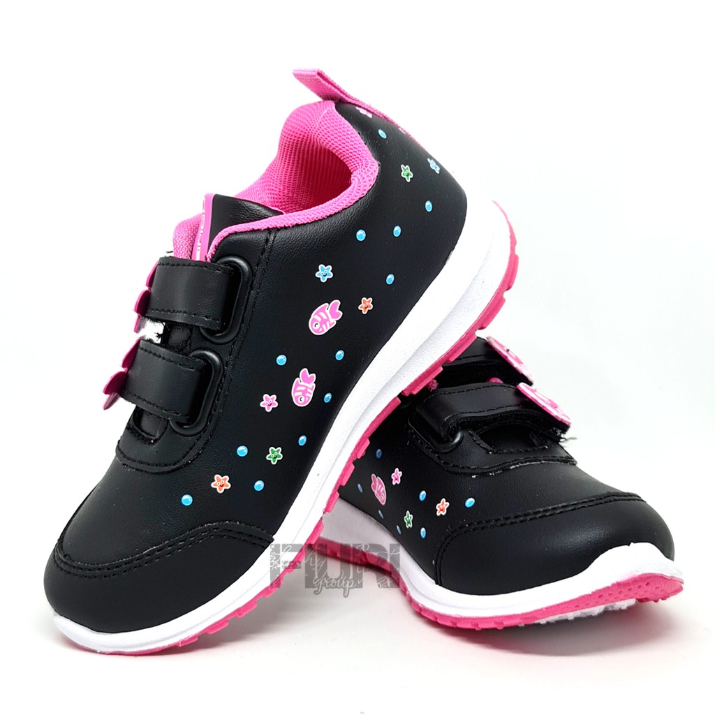 FIURI - ANDO ORIGINAL -  LILY MERMAID PEREKAT 29-36 HITAM PINK - SEPATU SNEAKERS KANVAS SOL KARET ANAK KECIL PEREMPUAN  - SEPATU PUTRI DUYUNG KETS LUCU FASHION TRENDY - SEPATU SEKOLAH PAUD TK KRETEKAN PEREKAT CEWEK MURAH PROMO DISKON BONUS KAOS KAKI
