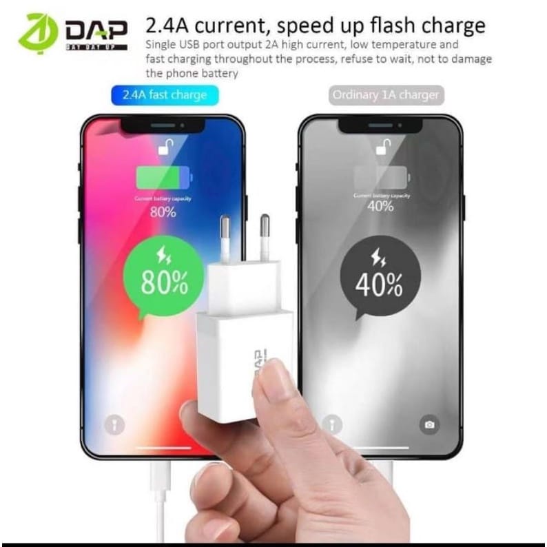 Batok Charger DAP D-AT5 1USB PERPCS Kepala Casan DAP D-AT5 1PCS Adaptor Charger DAP D-AT5 1USB 1PCS ORIGINAL