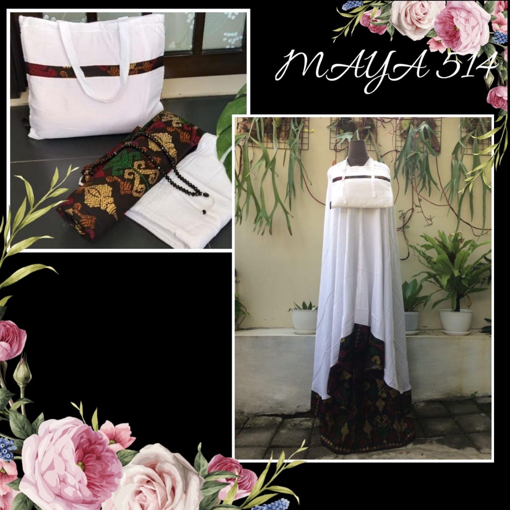 MUKENA BALI | MUKENA DEWASA | MAYA 514 | MOTIF SONGKET WARNA HITAM | BAHAN RAYON PREMIUM