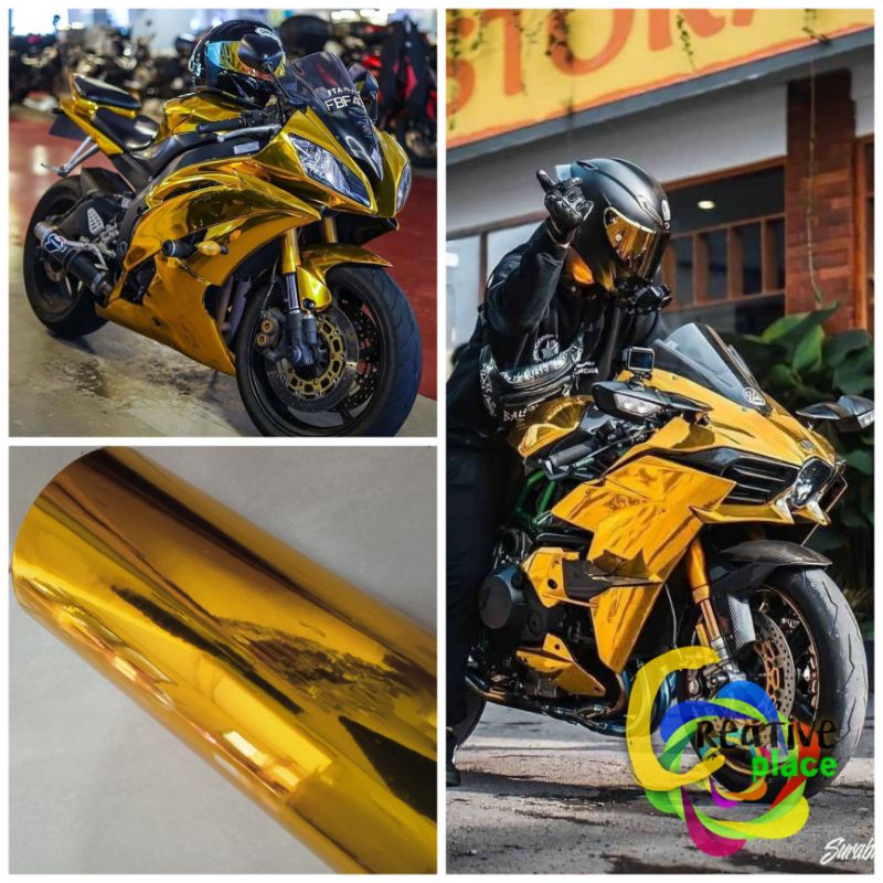 Jual Sticker Skotlet Infinity Warna Gold Krom Metalik Kuning Chrome