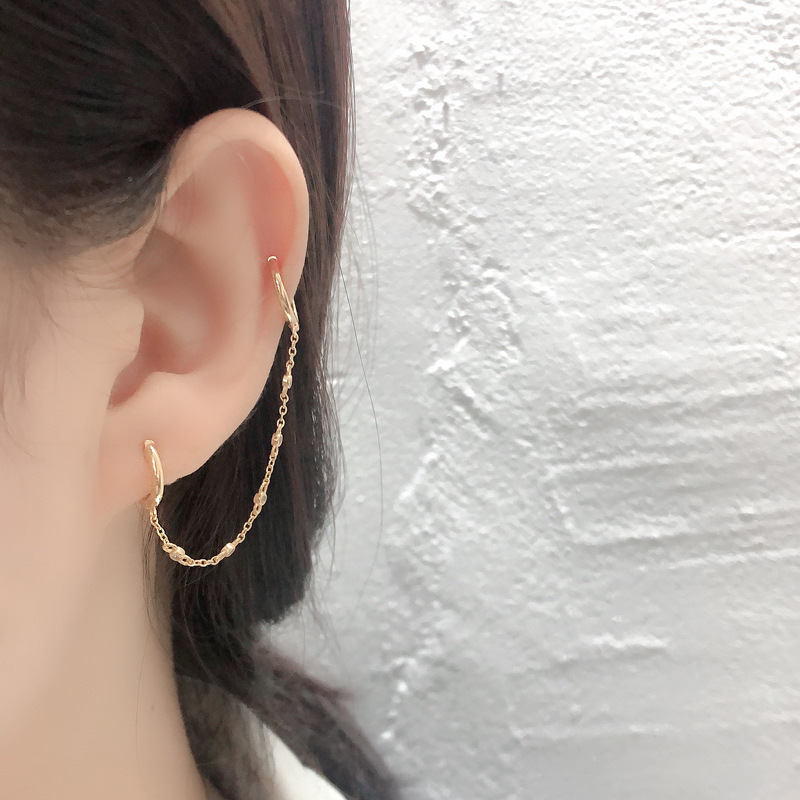 Women Vintage Metal Double Circle Hoop Earrings / Girls Statement Drop Earrings /  Ladies Elegant Sliver Gold Dangle Earrings