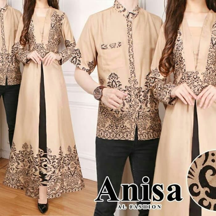 kaos Couple Cp Anissa Batik Couple Terbaru Cp Batik Murah - Cokelat Muda