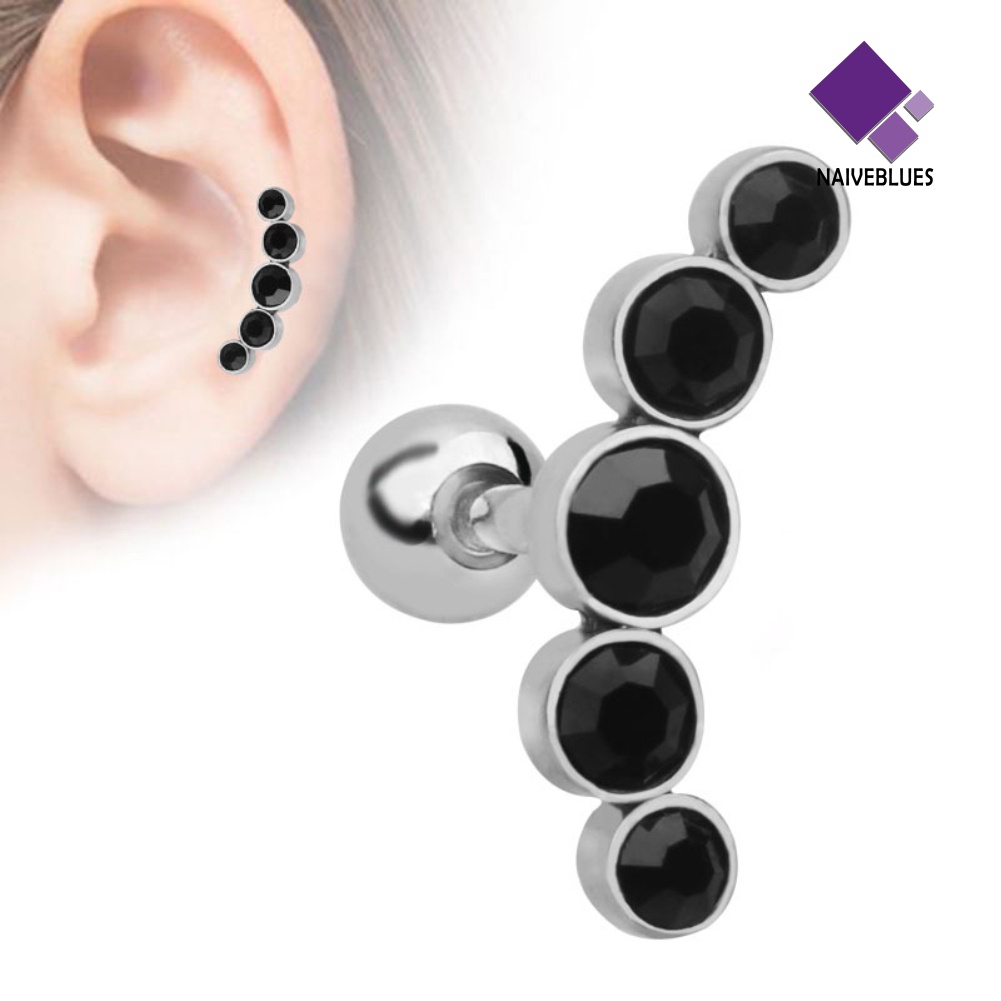 1pc Anting Stud Tindik Tulang Rawan Helix Tragus Aksen Berlian Imitasi Untuk Wanita