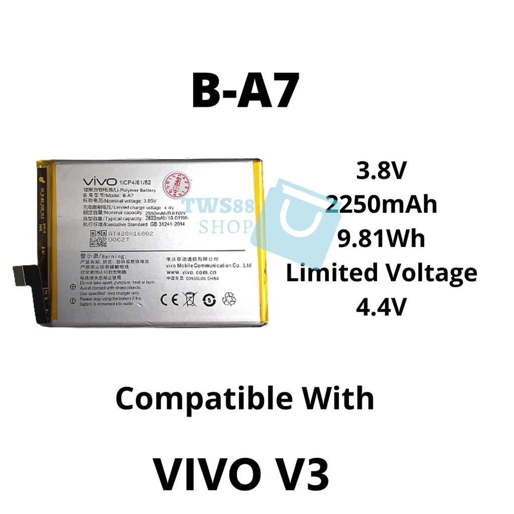 Baterai Batere Battery Vivo V3 original B-A7