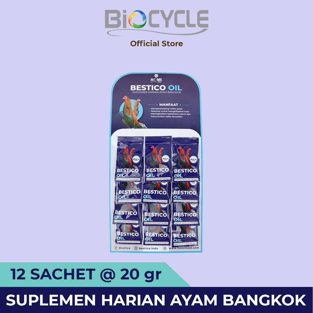 BESTICO OIL SACHET 20gr x 12 - Suplemen Ayam Bangkok & Pelung