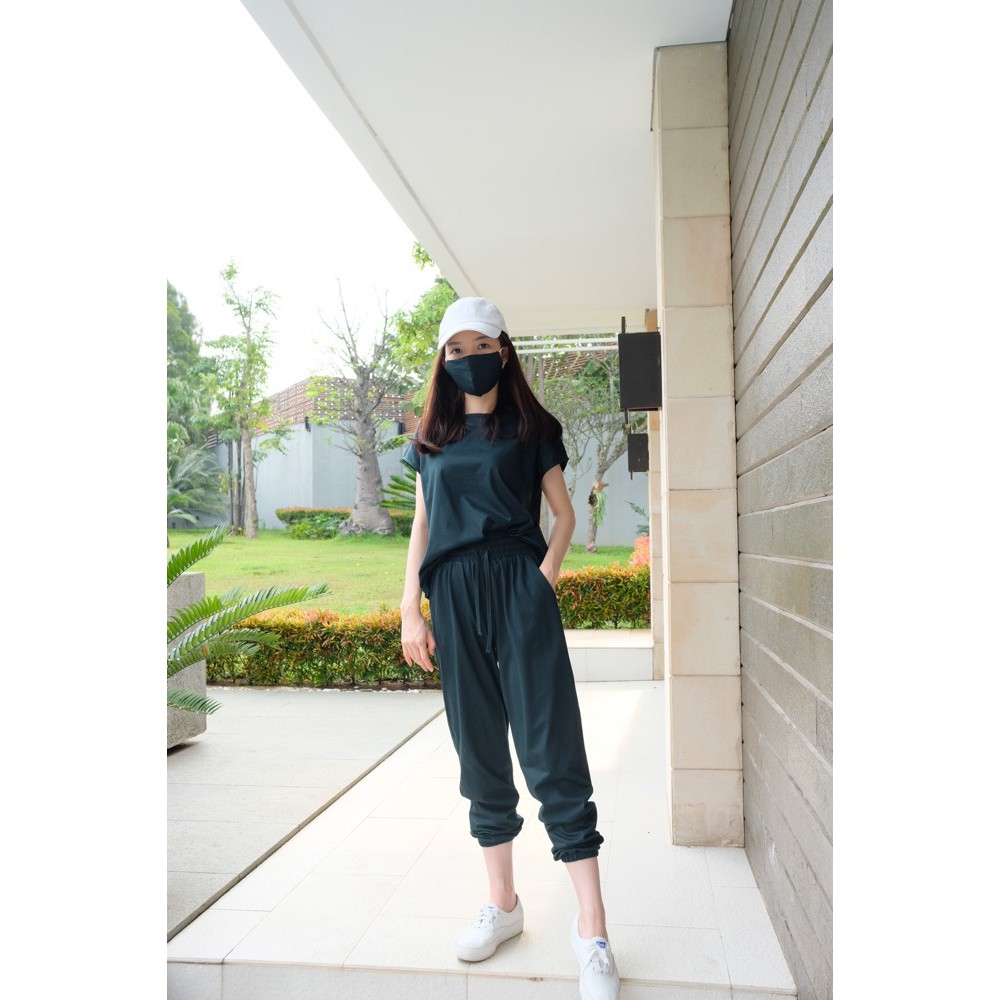 S-0130 Set Comfy & Sporty with Matching Mask-DARK GREEN