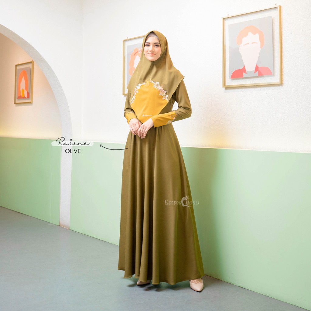 RALINE DRESS || Gamis Set Syari Terbaru by Emmaqueen