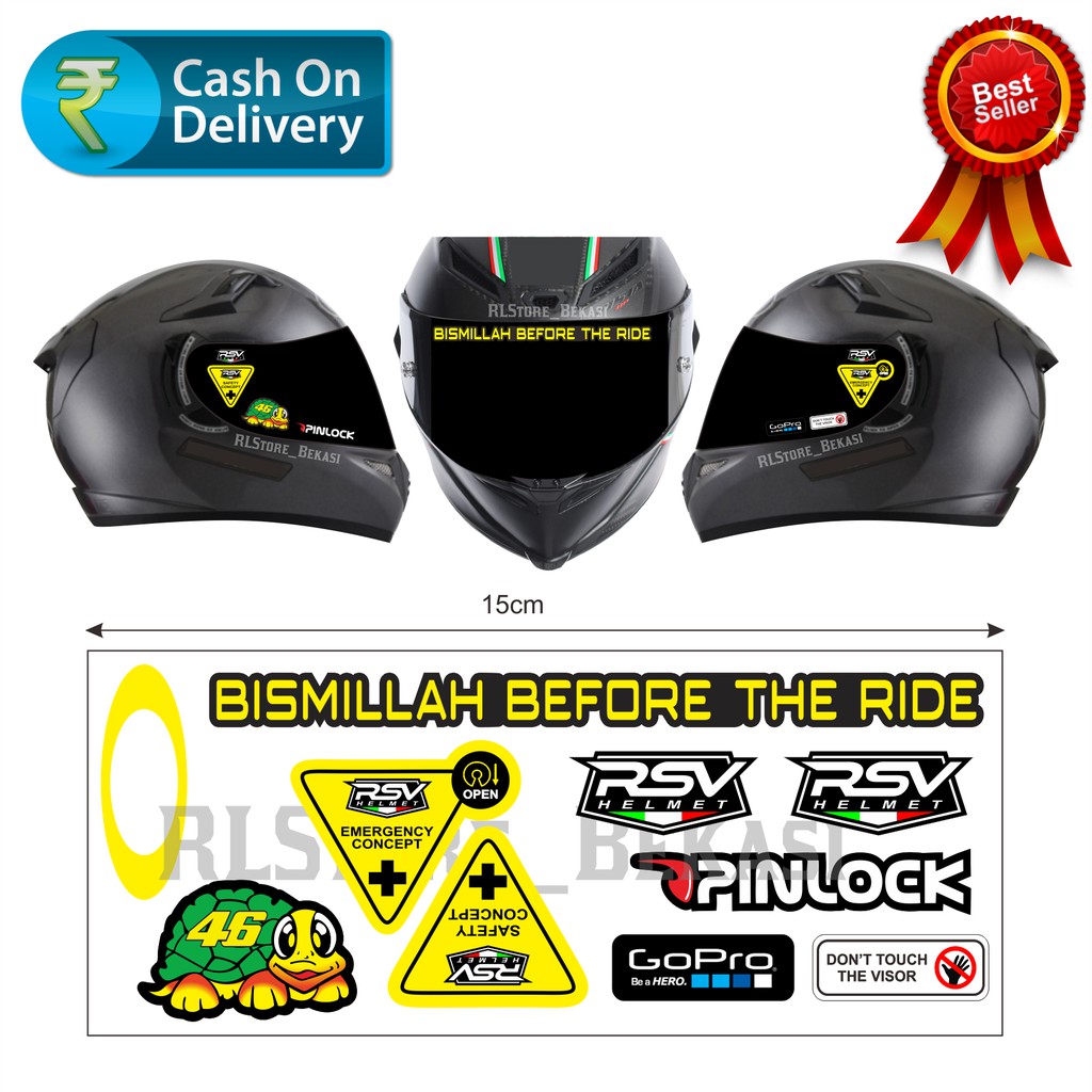 PAKET SIMPLE STIKER VISOR HELM RSV STICKER SET RSV ISI 10PCS STIKER