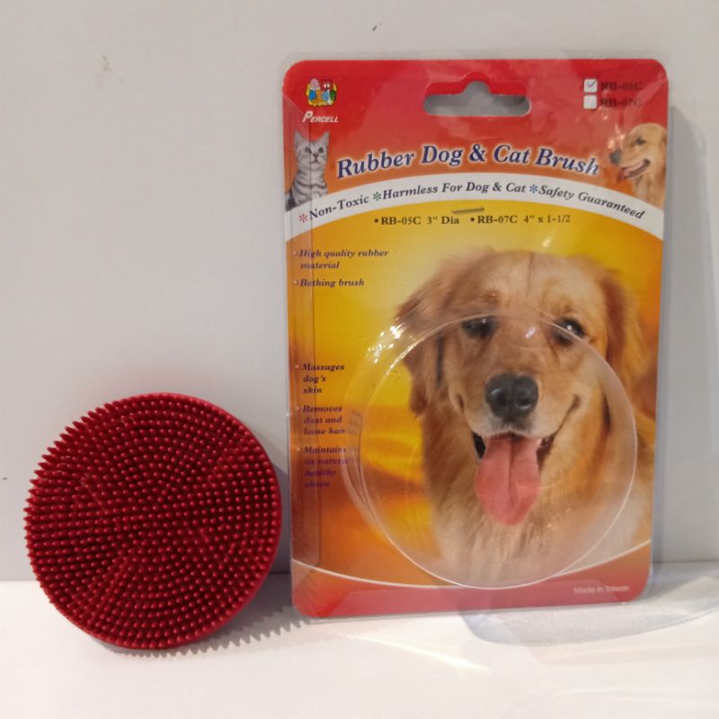 Percell Rubber Dog &amp; Cat Brush Sisir Grooming RB-05C