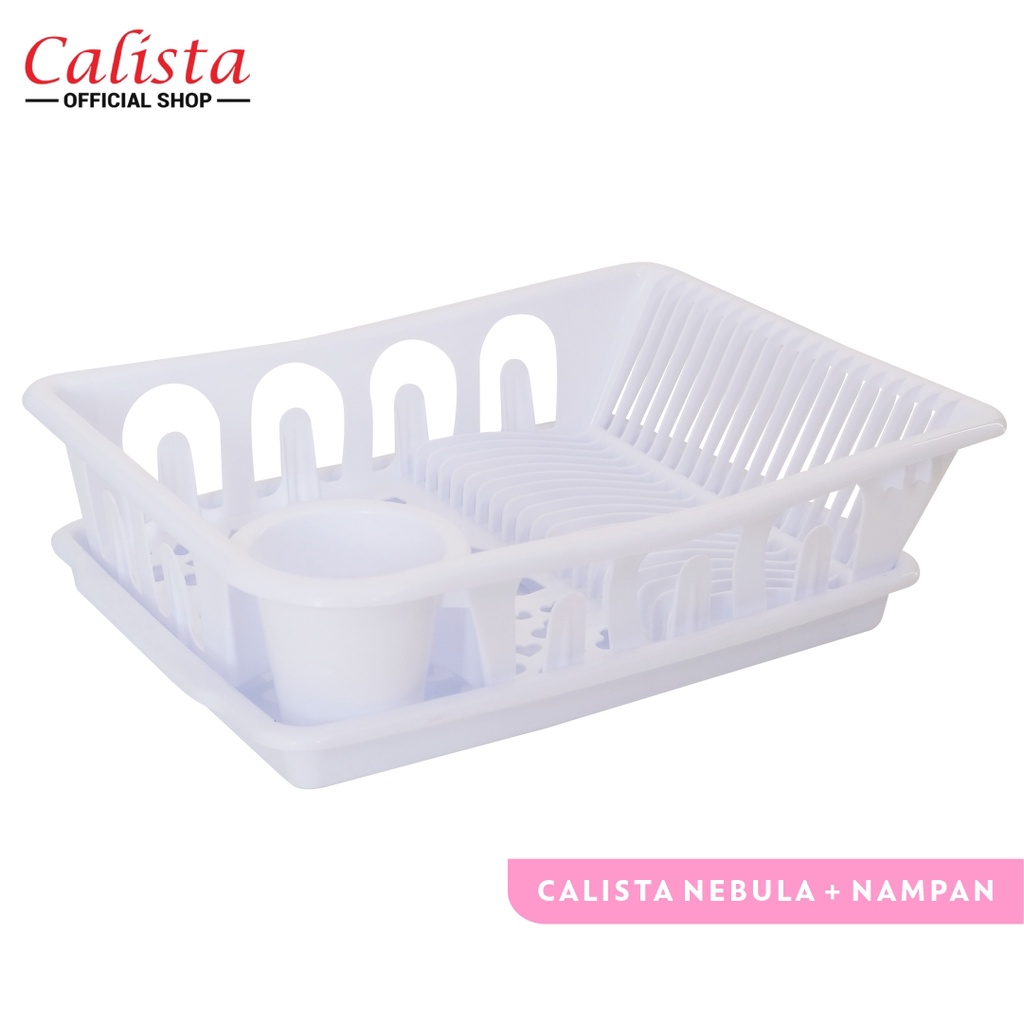 Calista Nebula Rak Piring Plastik dan Nampan / Tempat Pengering Cuci Piring Gelas Sendok