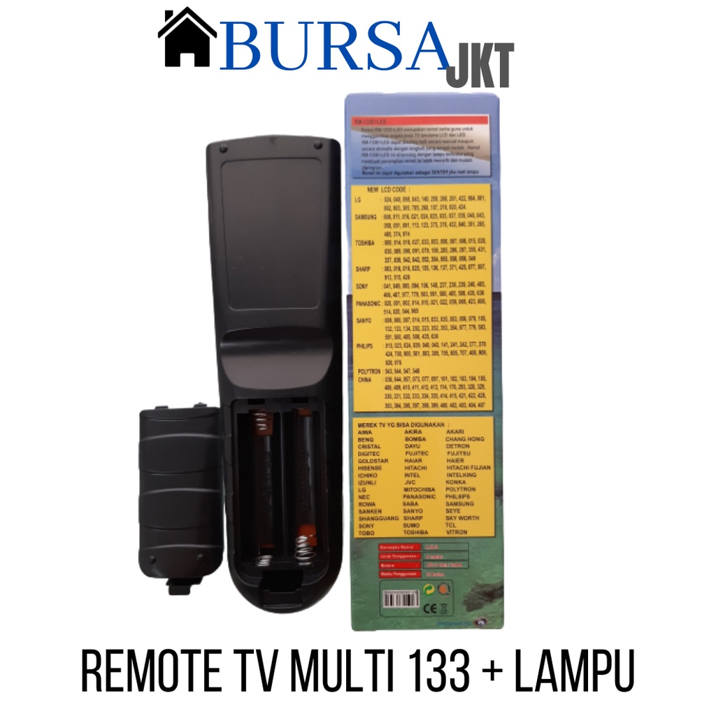 REMOTE TV TABUNG LCD LED MULTI CHUNGHE 133 + LAMPU LED