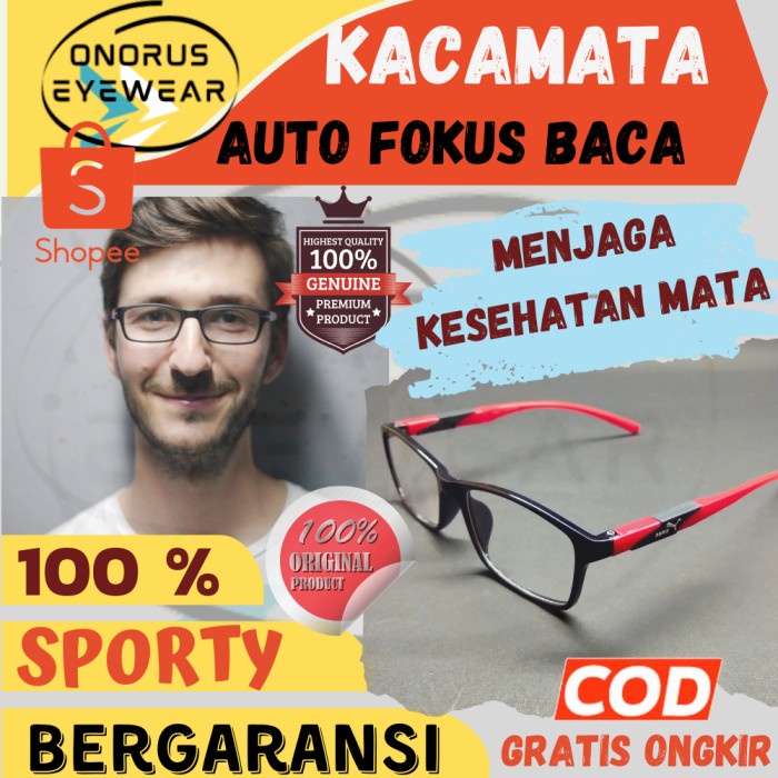 [TERLARIS] Kacamata Baca Pria Sporty Auto Fokus Kacamata Plus Auto Focus Wanita DW77Q0