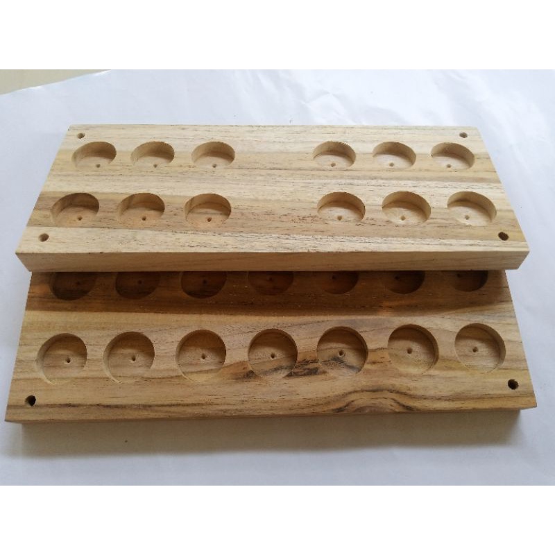 rak oil essential gantung tingkat 2 tanpa tali kayu jati