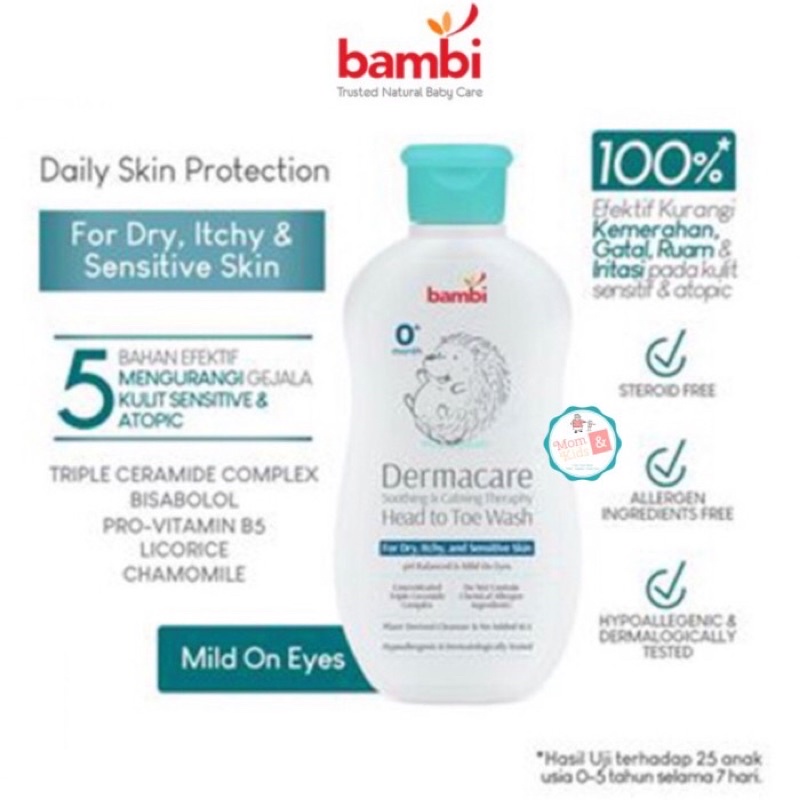 Bambi Baby Dermacare Daily Soothing &amp; Calming Therapy Head To Toe Wash | Sabun Bayi