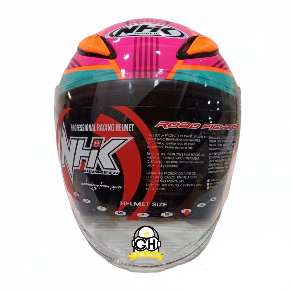 HELM NHK R6 MOTIF STARCO ORANGE FLO HALF FACE NHK R6 MOTIF