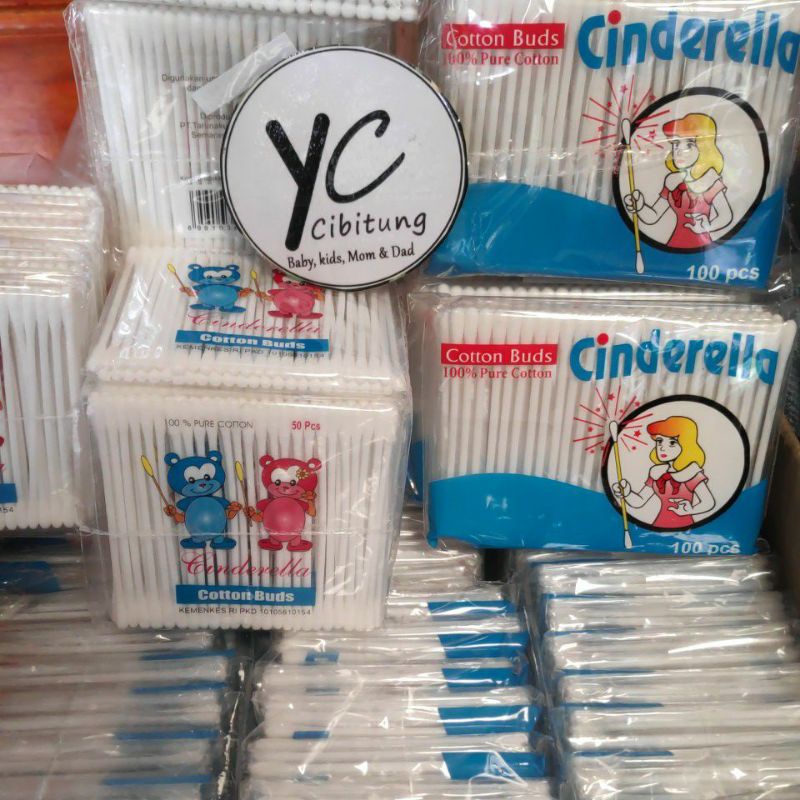 COD Cotton Buds Cinderella Baby Dewasa 60 - 50 pcs anak extra Fine Korek kuping Pembersih telinga pure