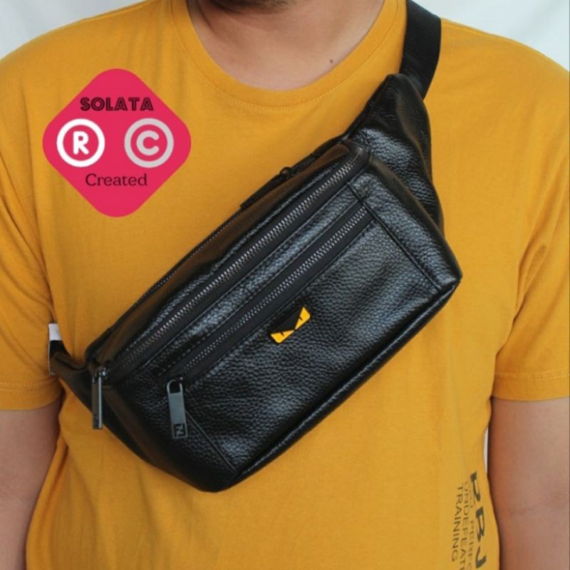 Tas Selempang pria / slingbag pria kulit asli / Waistbag kulit asli