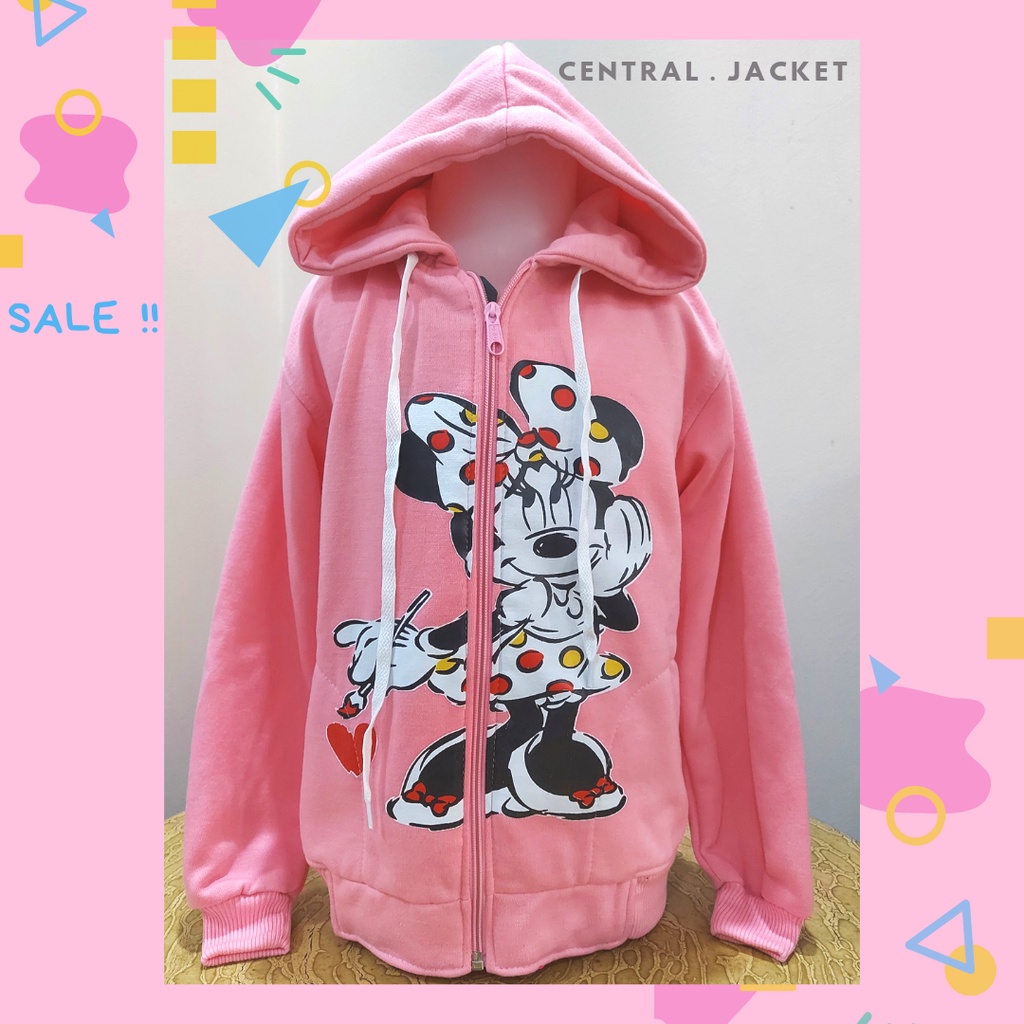 Sweater Anak Perempuan Minnie - Jaket Hoodie Anak Tebal - Jaket Anak Gambar Kartun