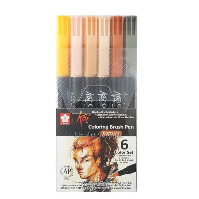 

(BISA COD) Sakura Koi Coloring Brush Pen Set 6 - Portrait Color TERBAIK Kode 493