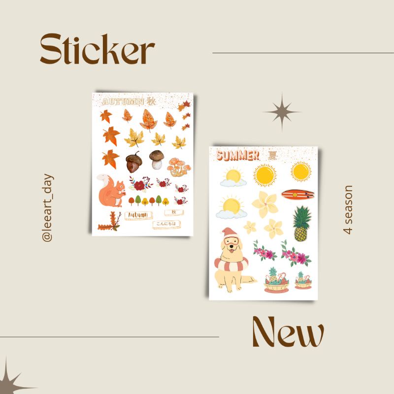 

STICKER JURNAL DECO DIY SCRAPBOOK JAPAN 4 SEASON SPRING AUTUMN SUMMER WINTER