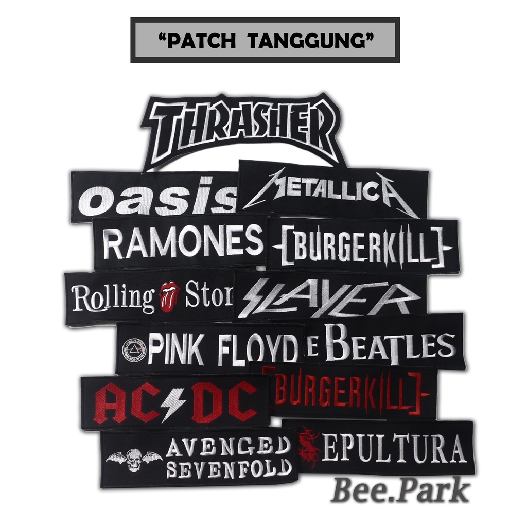 Back Patch Bordir Jahit Ukuran Sedang/Patch Pungggung Ukuran Tanggung Band Musik The beatles,Acdc,Burgerkill,Oasis