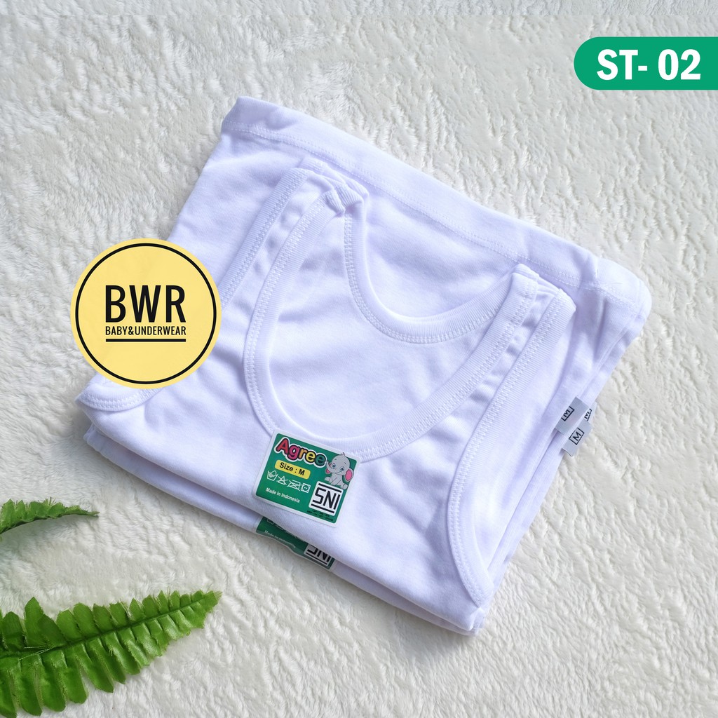 [ 3pc ] Singlet Agree ST 02 Sf 019 SF 039 ST 06 / Singlet Putih Pakaian Kaos Dalam Anak Agree st 02 Singlet Agree  019 | Bwr Satuan