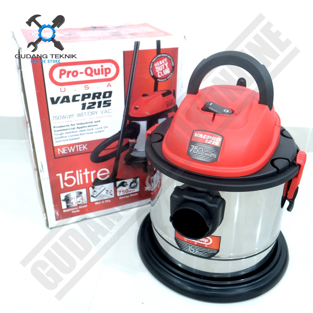 Vacuum Cleaner Wet &amp; Dry PROQUIP 15L 1215 / Mesin Penyedot Debu Basah &amp; Kering VAC PRO 1215