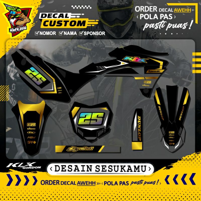 DECAL STIKER KLX GORDON - KLX DTRACKER GOLD