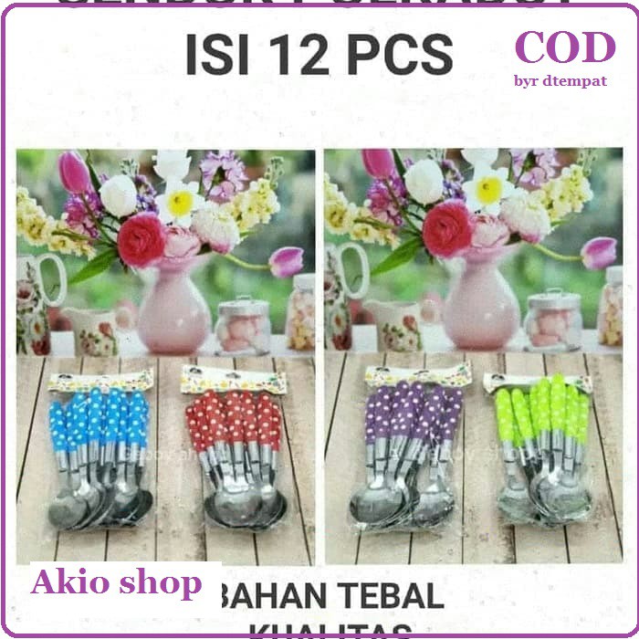 Sendok makan garpu polkadot set 12pcs