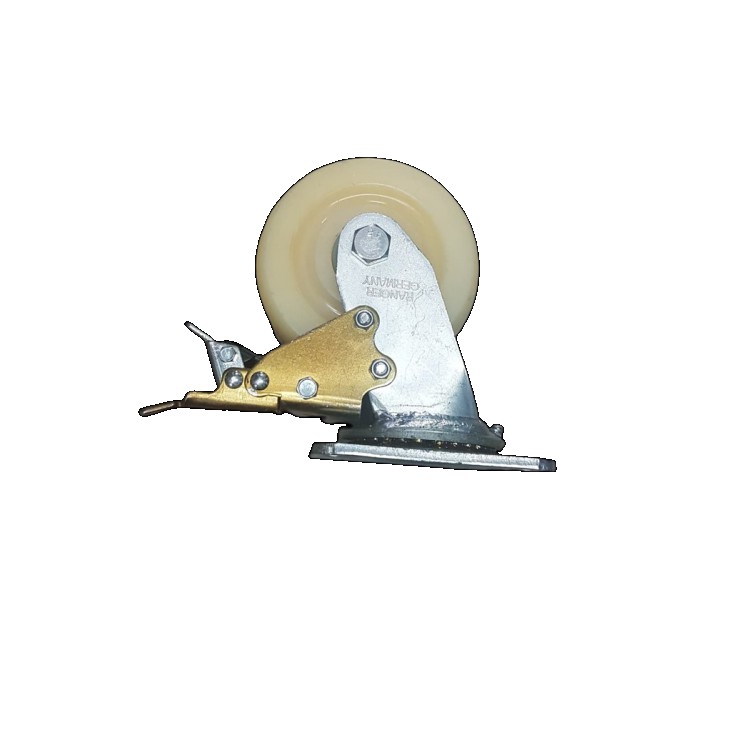 Roda Caster Troli / Trolly Nylon Nilon Putih 5 Inch Heavy Duty Rem ( Kunci ) Ranger Germany