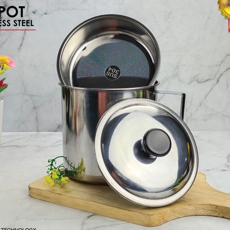 Oil Pot Saringan Tempat Minyak 1200ml Stainless Steel