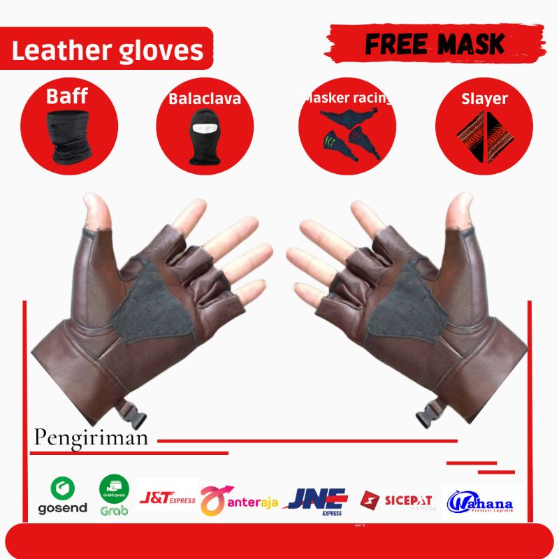 Leather Glove Premium Sarung Tangan Asli Kulit Domba Lembut Motif Spon Half