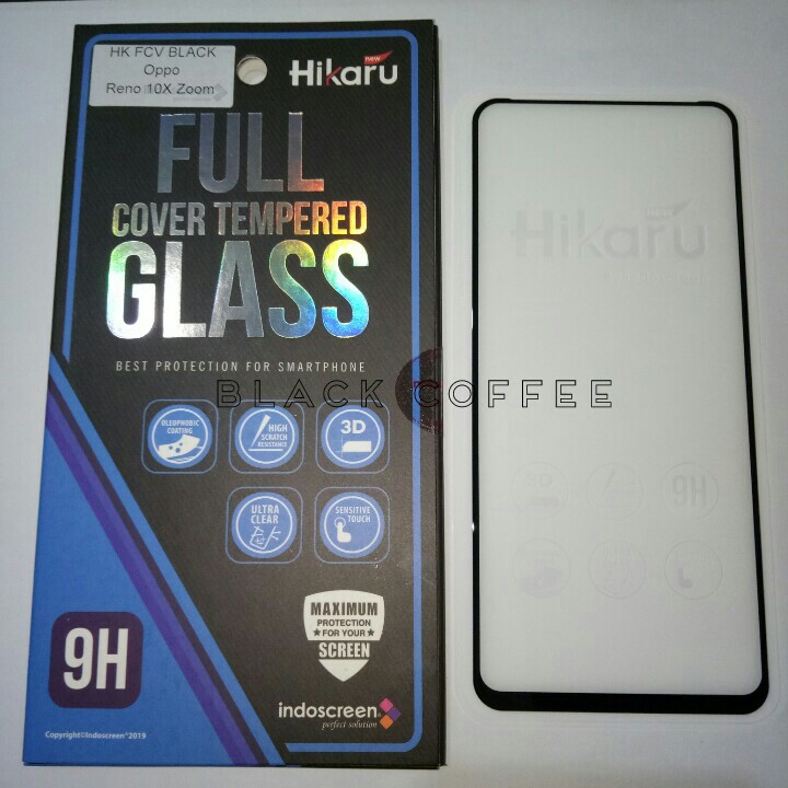 Tempered glass full oppo reno 10x zoom biasa screen guard Hikaru FCV