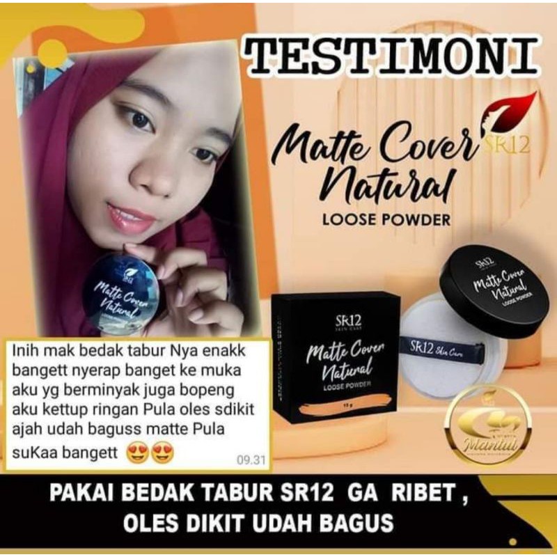 Matte Cover Natural SR12 Loose Powder | Bedak SR12 | Bedak Tabur SR12 Skincare | Kosmetik SR12