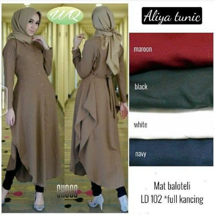 Aliya Tunik Model Baju Gamis Blouse Atasan Wanita Busana Muslim Modern Shopee Indonesia