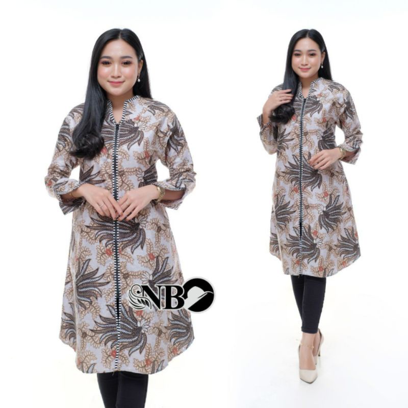 Tunik Batik Wanita M L XL XXL Dan Jumbo Risleting Zeeper Depan Busui Asli Pekalongan