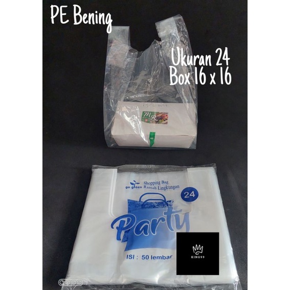 Kantong kresek PE Bening Plastik ukuran 24 isi 50 Lembar